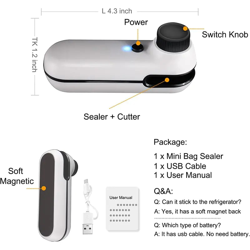 USB Mini Bag Sealer Cutter™